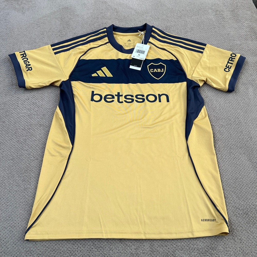 Adidas Boca Juniors 2025-26 Away Jersey Pyrite Navy JJ4281 Mens Size Medium